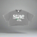 Stolo Clothing Co Birdies Snow Washed Raw Edge Crop Top Tee