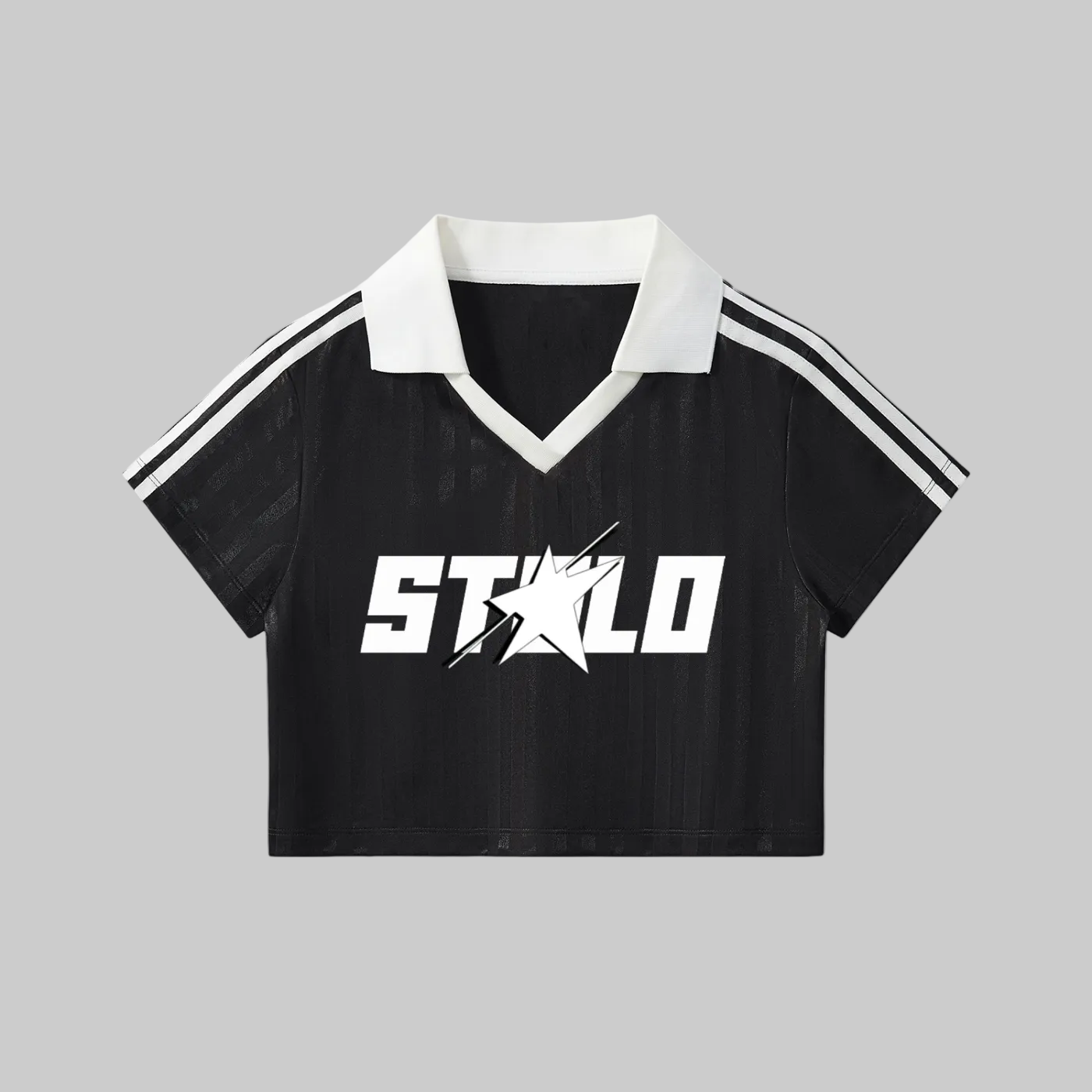 Stolo Clothing Co STARCHILD Contrast Collar Striped Cropped Jersey Tee
