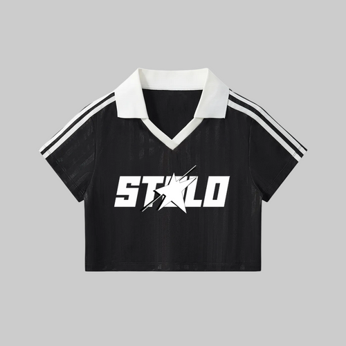 Stolo Clothing Co STARCHILD Striped Cropped Jersey Polo Tee