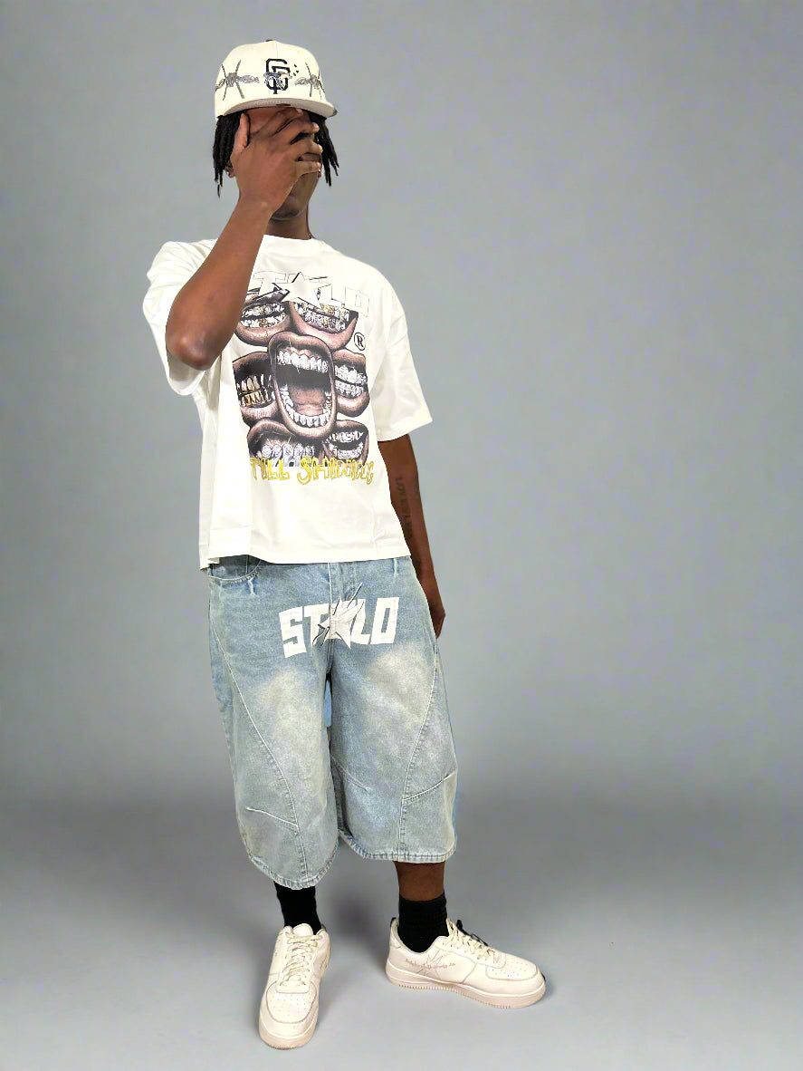 Stolo Clothing Co STARCHILD Unisex Wide-Leg Curved Blade Denim Shorts (JORTS)