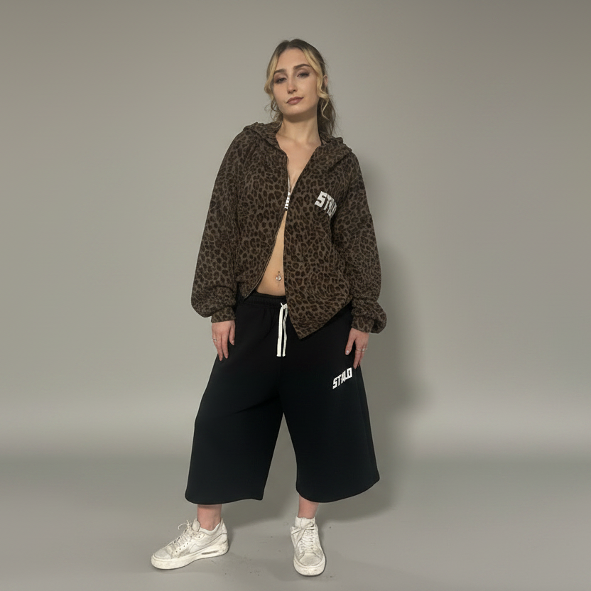 Stolo Clothing Co STARCHILD Leopard Print Waffle Texture Zip Up Hoodie (320 GSM)