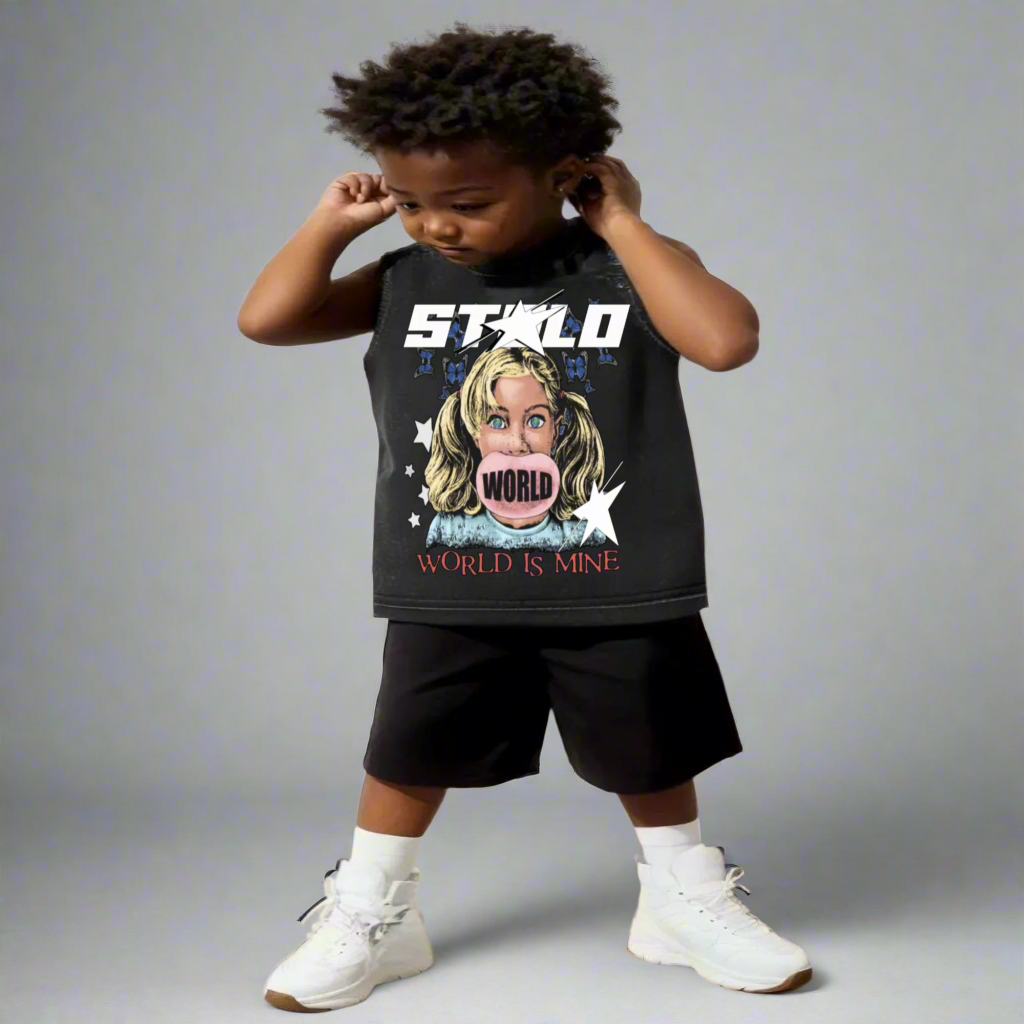 Stolo Clothing Co Kid’s WORLD IS MINE Snow Washed  Tank Top