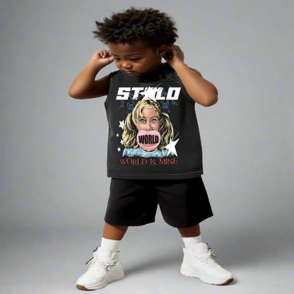 Stolo Clothing Co Kid’s WORLD IS MINE Snow Washed  Tank Top