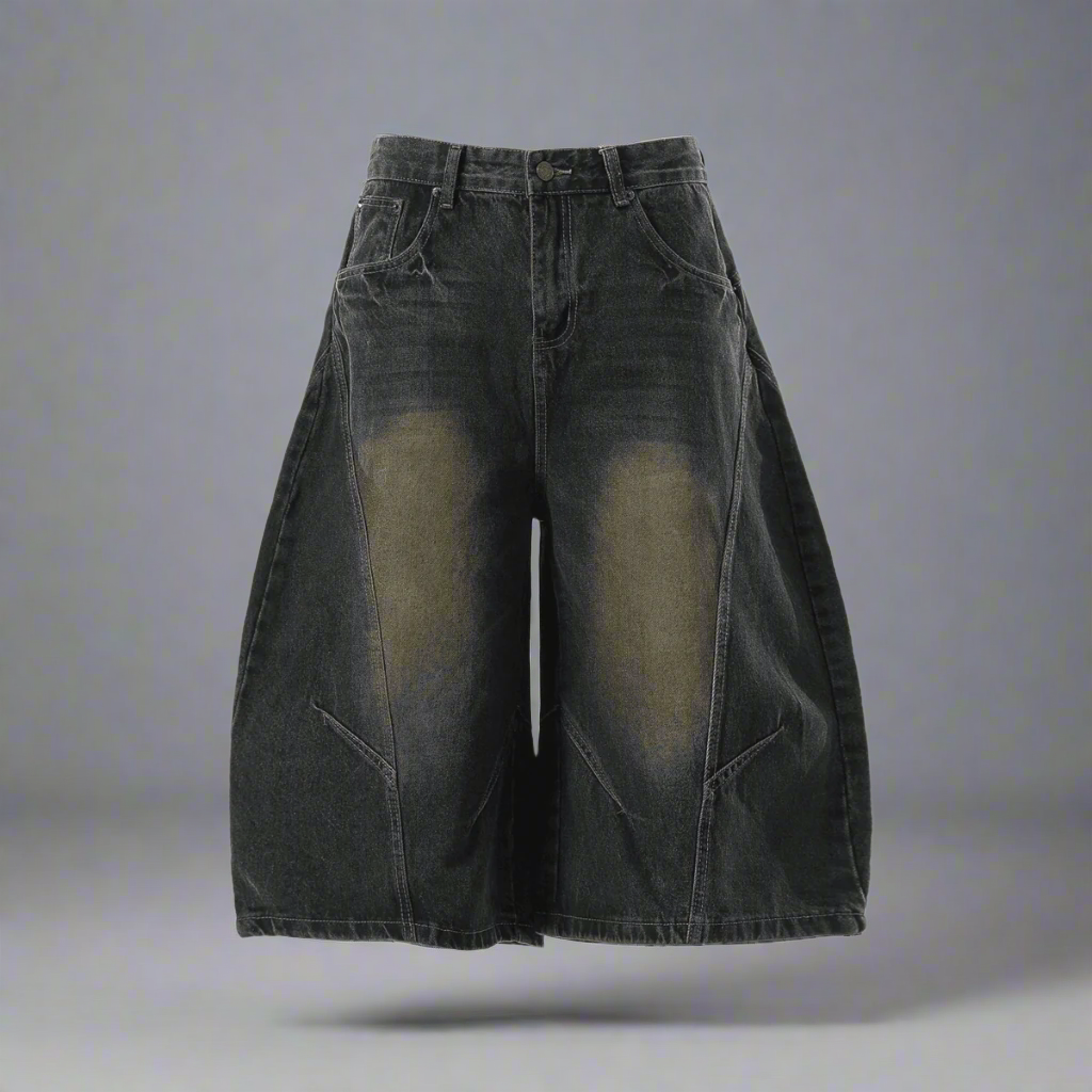 Stolo Clothing Co Essential Unisex Wide-Leg Curved Blade Denim Shorts (JORTS)