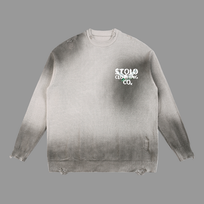 Stolo Clothing Co Birdies Sun Faded Distressed Ripped Crewneck Sweater