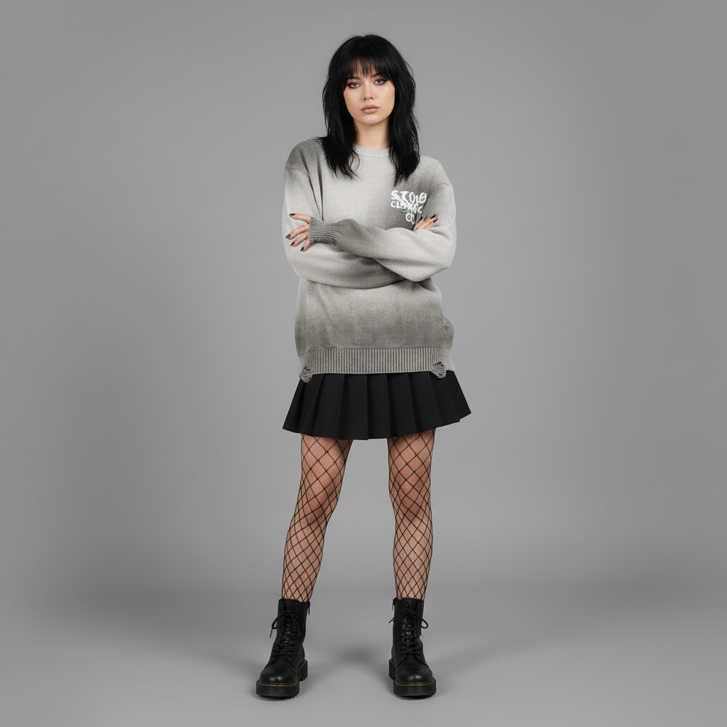 Stolo Clothing Co Birdies Sun Faded Distressed Ripped Crewneck Sweater