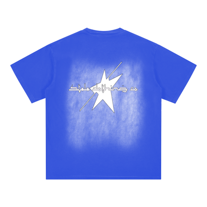 Stolo Clothing Co SMILE Monkey Washed Drop Shoulder Tee [BLUE]