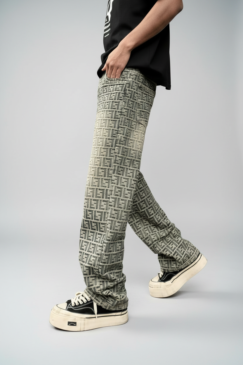 Stolo Clothing Co Monogram Straight Leg Denim Jeans