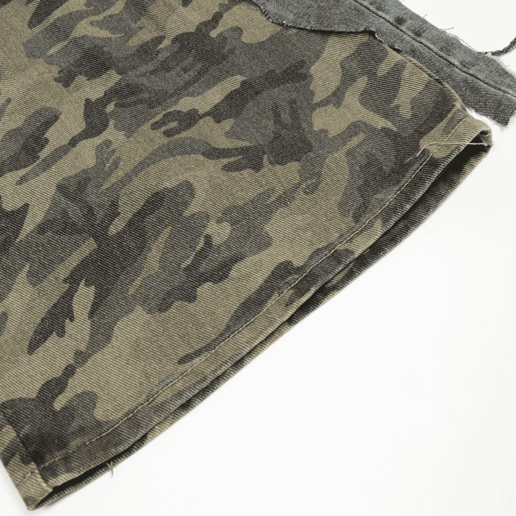 Stolo Clothing Co STARCHILD Unisex Half Camouflage Half Frayed Denim Shorts (JORTS)