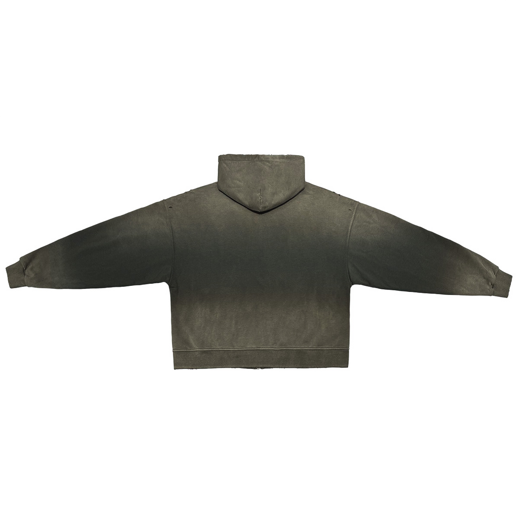 Stolo Clothing Co LUKE 22:36 Hand-Frayed Sun-Faded Double Zip-Up Hoodie (420 GSM)