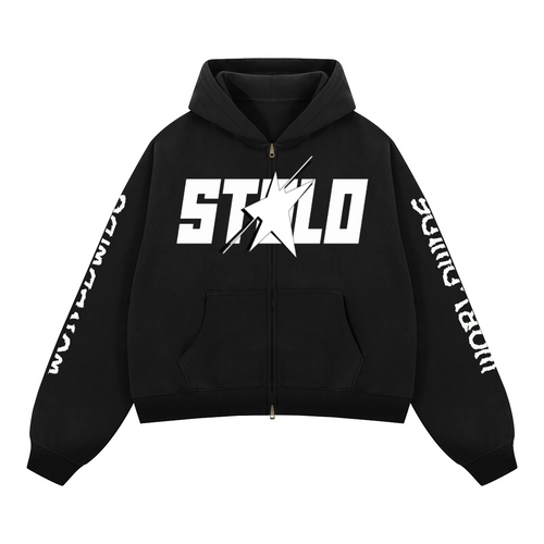 Stolo Clothing Co STARCHILD X WORLDWIDE Heavyweight Boxy Double Zip Fleece Zip-Up Hoodie (380GSM)