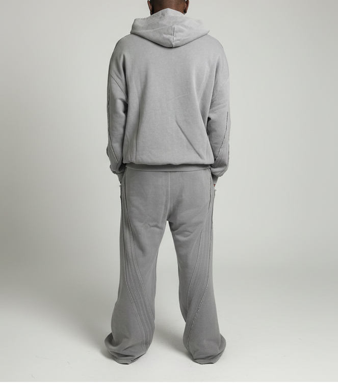 Stolo Clothing Co PROJECT O8 Snow Washed Tape Raw Edge Zip Hoodie