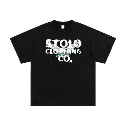 Limited Edition Stolo Clothing Co Birdies Heavyweight Snow Washed Hand-Frayed Tee