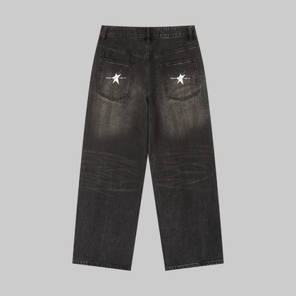 Stolo Clothing Co Essentials Vintage Washed Heavyweight Straight Leg Denim Jeans [BLACK]