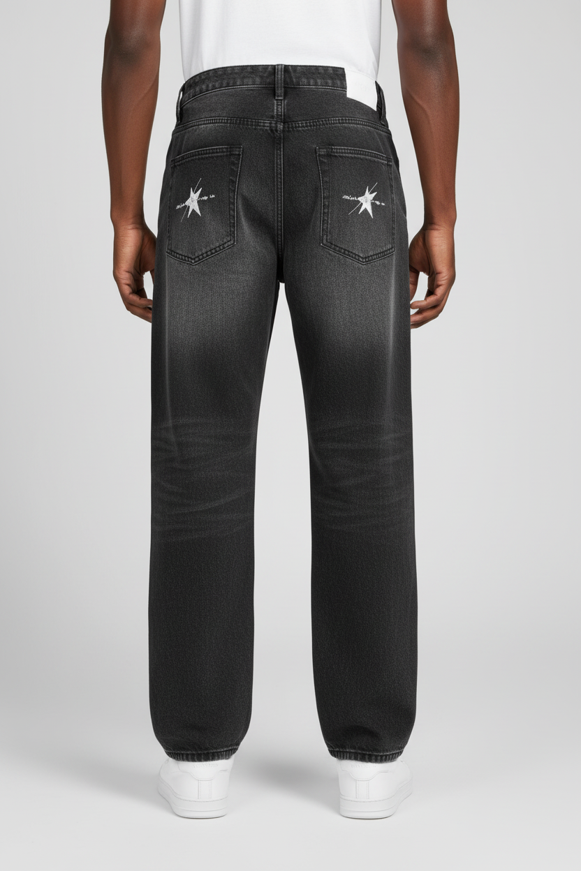 Stolo Clothing Co Essentials Vintage Washed Heavyweight Straight Leg Denim Jeans [BLACK]