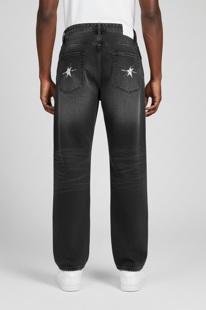 Stolo Clothing Co Essentials Vintage Washed Heavyweight Straight Leg Denim Jeans [BLACK]