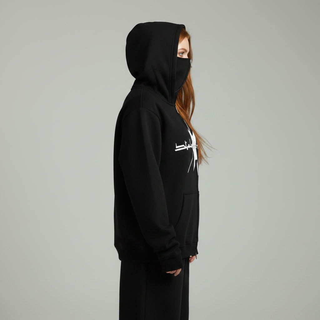 Stolo Clothing Co MASK ON Logo Heavyweight Masked Double Zip Hoodie（340GSM）
