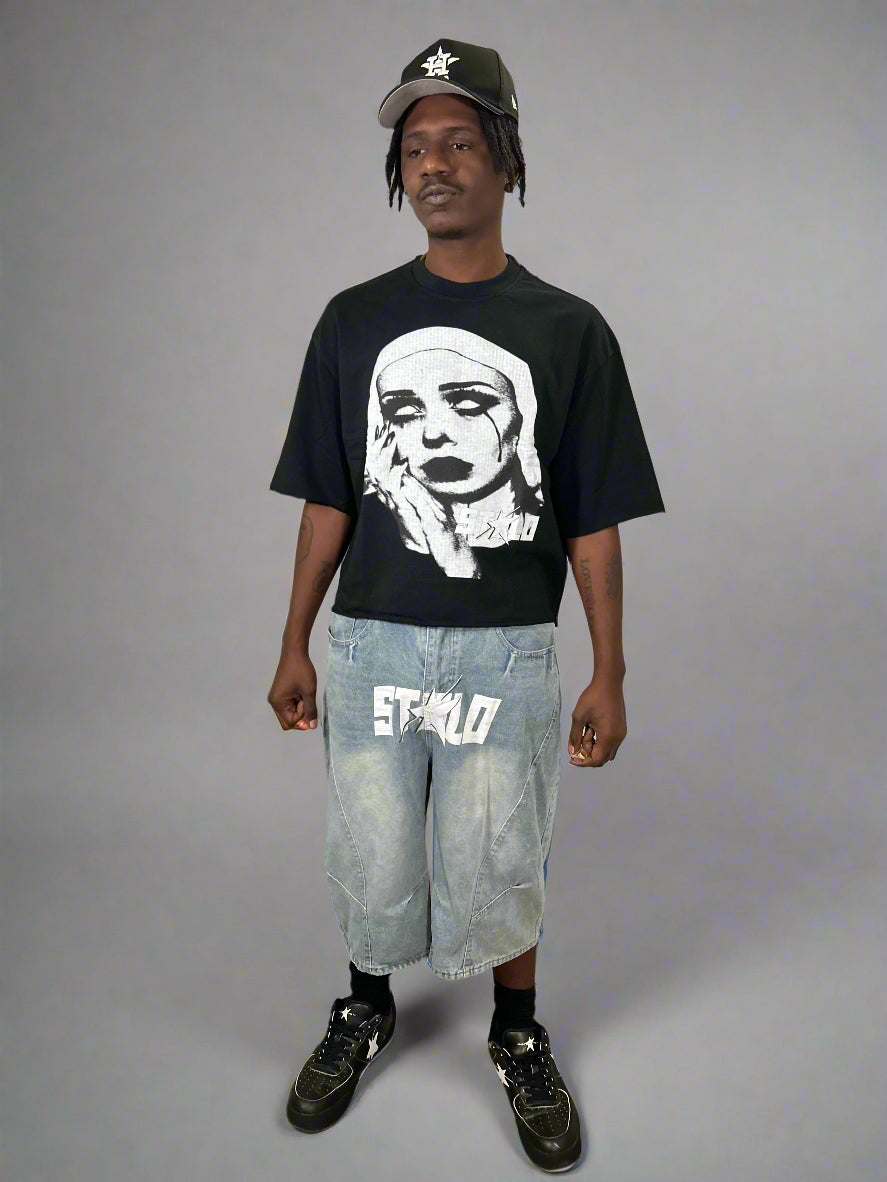 Stolo Clothing Co STARCHILD Unisex Wide-Leg Curved Blade Denim Shorts (JORTS)