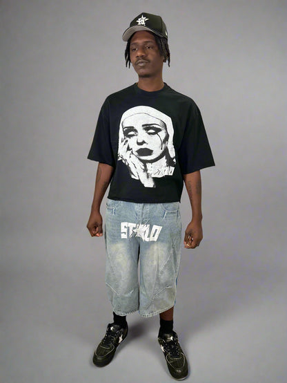 Stolo Clothing Co STARCHILD Unisex Wide-Leg Curved Blade Denim Shorts (JORTS)