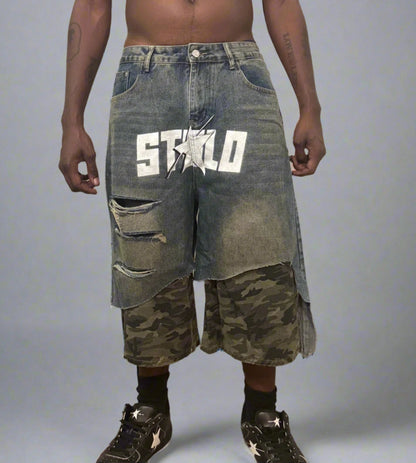 Stolo Clothing Co STARCHILD Frayed Camouflage Denim Shorts (JORTS)