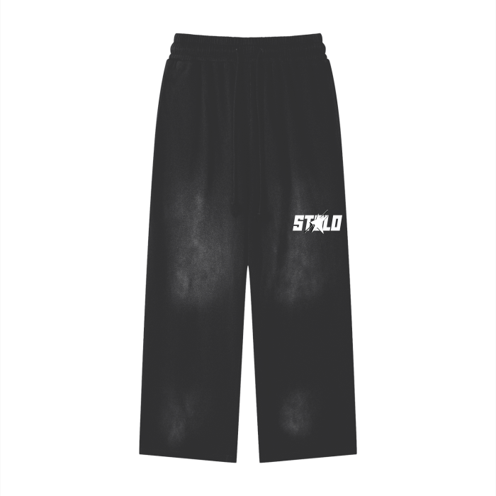 Stolo Clothing Co Starchild Pure Cotton Handcrafted Monkey Wash Baggy Sweatpants [ BLACK & BLUE ]