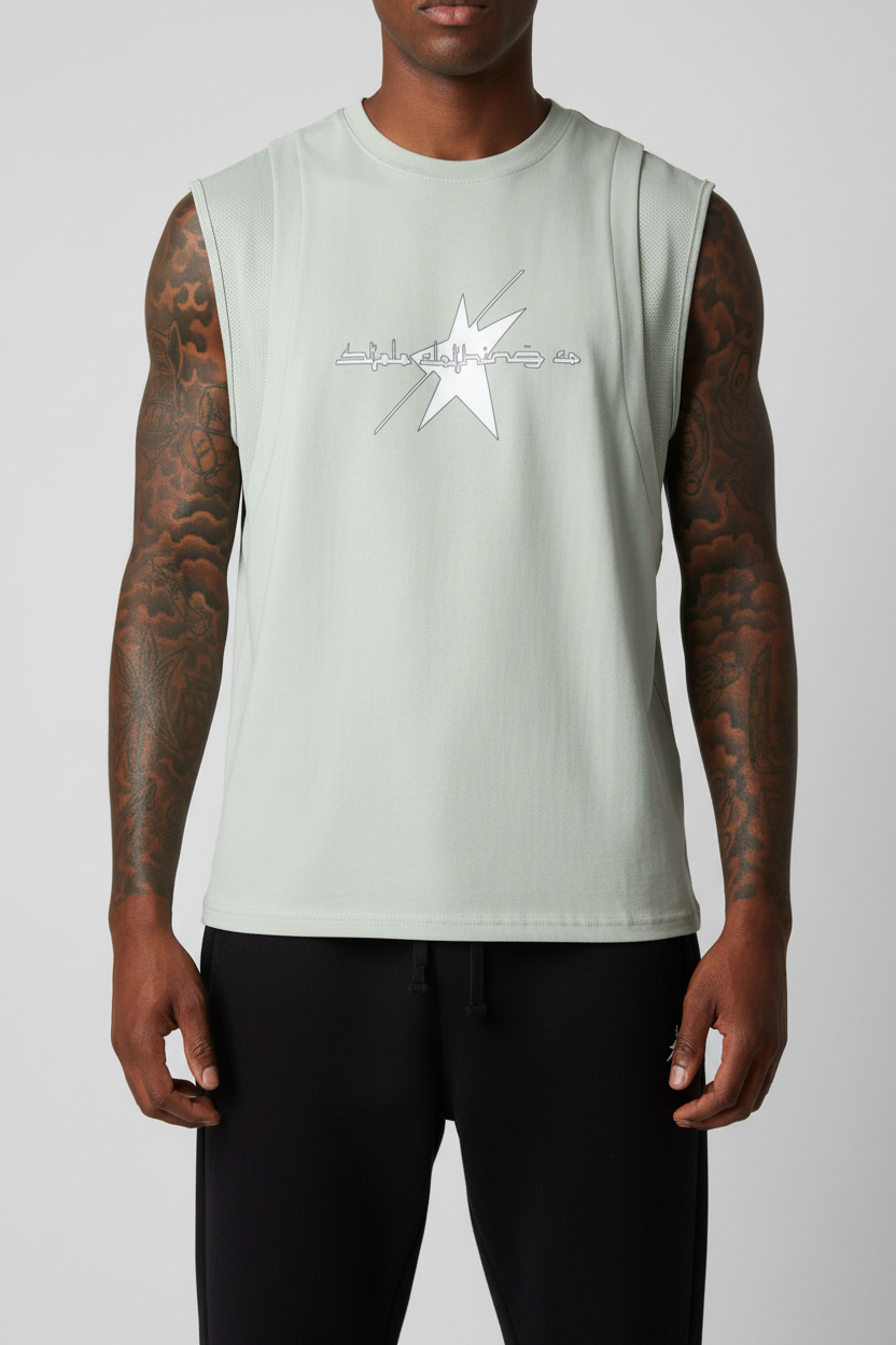 Stolo Clothing Co LOGO Spliced Panel Sleeveless Muscle Tee