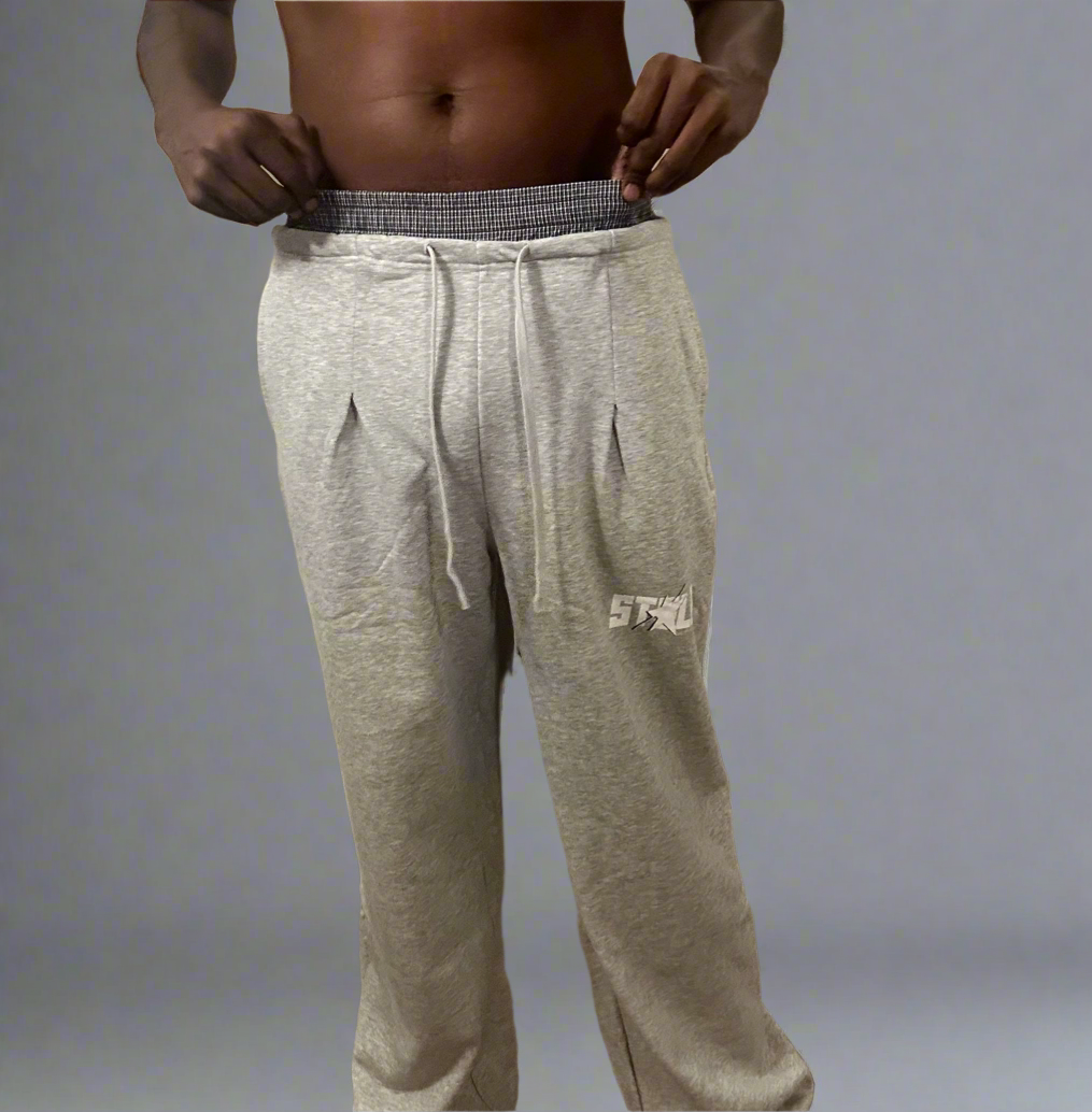 Stolo Clothing Co STARCHILD Double Waist Band Baggy Sweatpants With Plaid Boxers