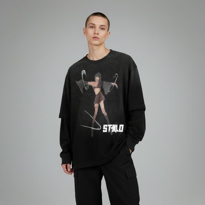 Stolo Clothing Co PAIN PIN Sunfaded Hand-Frayed Two-Piece Tee