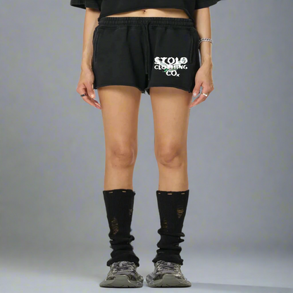 Stolo Clothing Co Birdies Snow Washed Raw Edge Drawstring Shorts