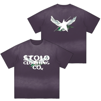 Limited Edition Stolo Clothing Co Birdies Sun Faded Hand-Frayed Cotton Tee
