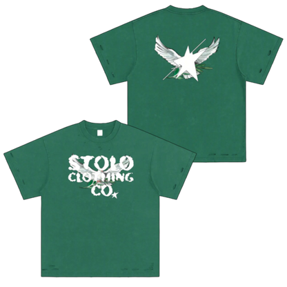 Limited Edition Stolo Clothing Co Birdies Heavyweight Snow Washed Hand-Frayed Tee