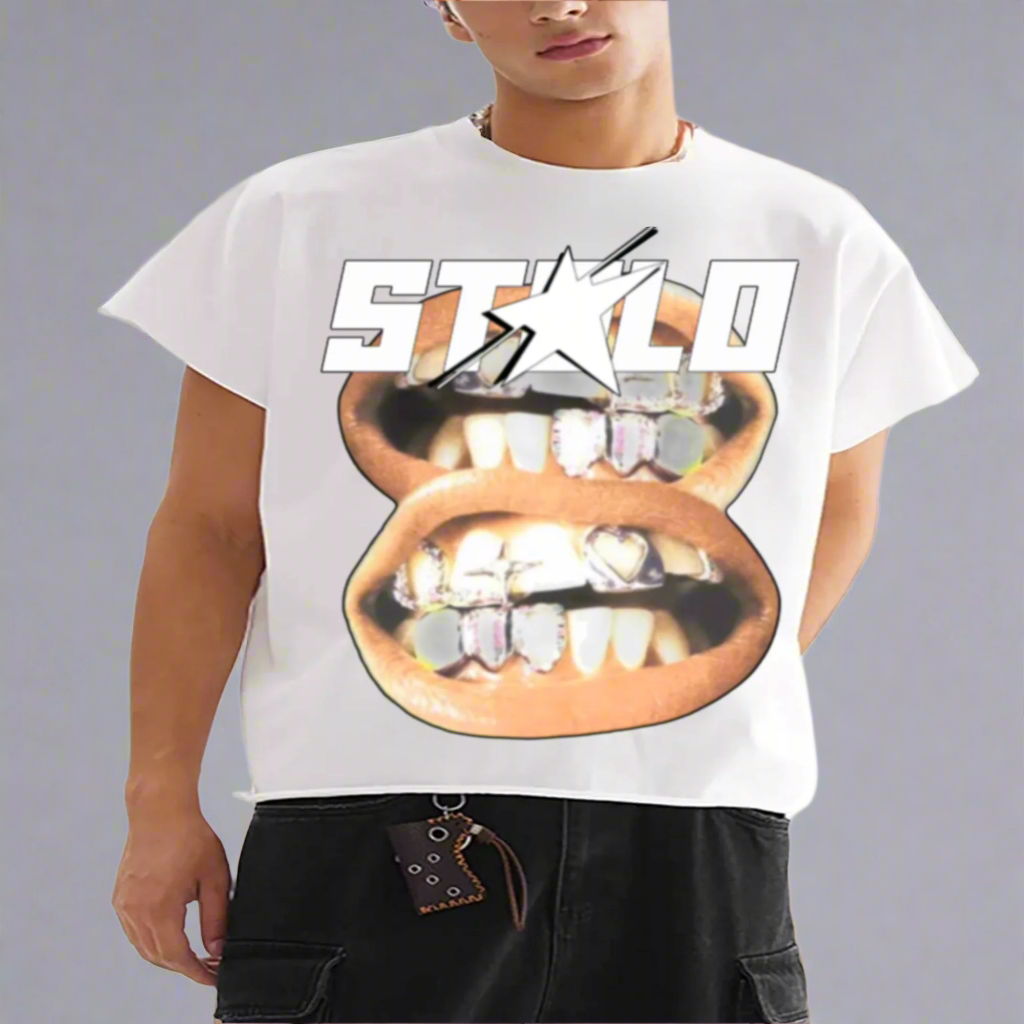 Stolo Clothing Co DOUBLE SMILE Raw Edge Boxy Non-Shrink Tank Top Tee