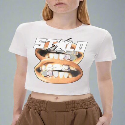 Stolo Clothing Co Double SMILE Fitted Crop Tee