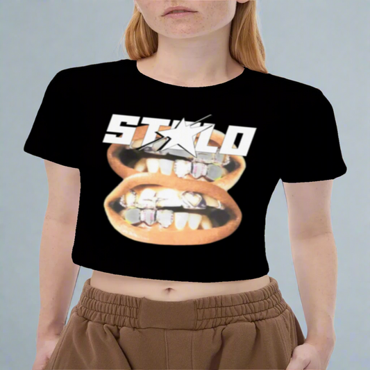Stolo Clothing Co Double SMILE Fitted Crop Tee