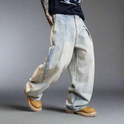 Stolo Clothing Co Essential Baggy Faded Blue Denim Jeans