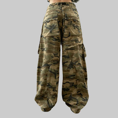 Stolo Clothing Co STARCHILD Camouflage Distressed Baggy Cargo Pants w/ Belt