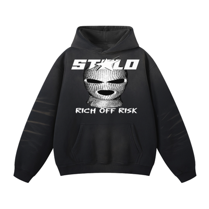 Stolo Clothing Co Rich Off Risk Monkey Washed Dyed Fleece Hoodie