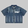 Stolo Clothing Co STARCHILD REBORN  Sun Faded Vintage Washed Full-Zip Denim Tee Shirt