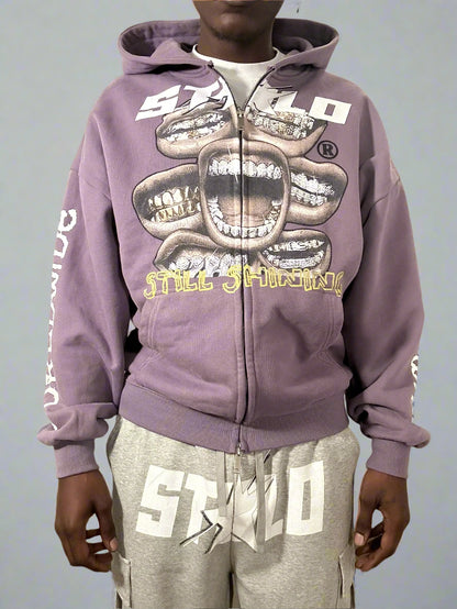 Limited Edition Stolo Clothing Co Still Shining x World Wide Cropped Double-Zip Up Hoodie
