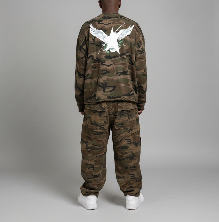 Stolo Clothing Co Birdies Camo Cropped Long Sleeve Sweater (400GSM)