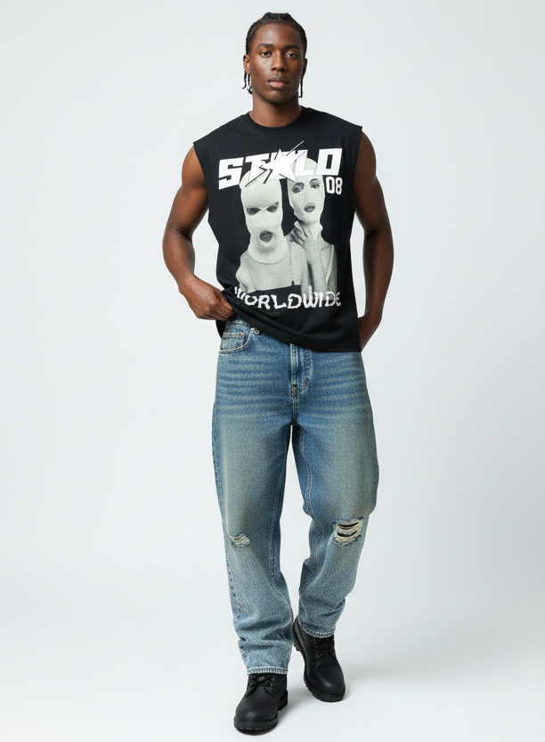 Stolo Clothing Co SKIED UP 2026 Raw Edge Cotton Tank Top Tee