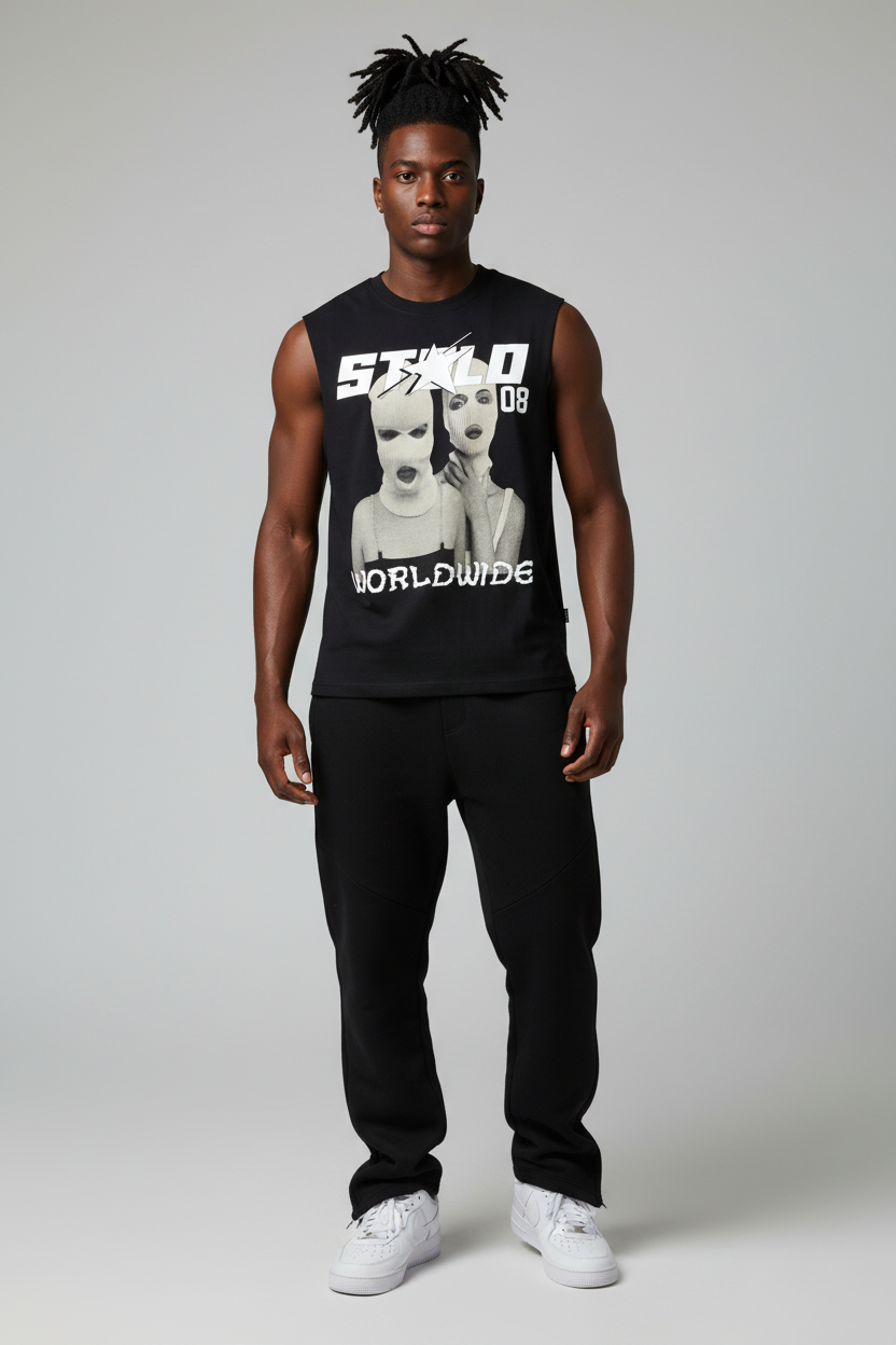 Stolo Clothing Co SKIED UP 2026 Raw Edge Cotton Tank Top Tee