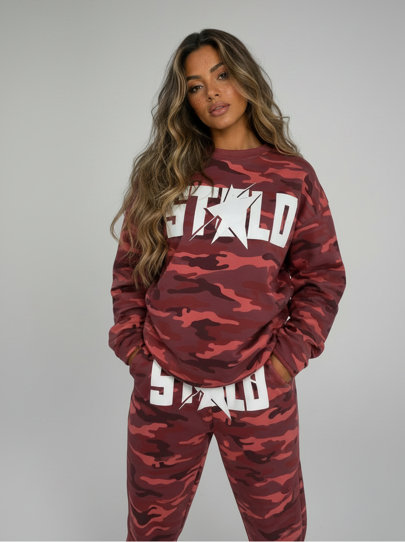 Stolo Clothing Co Starchild ROSE CAMO Cropped Heavyweight Crewneck Sweatshirt (420 GSM)
