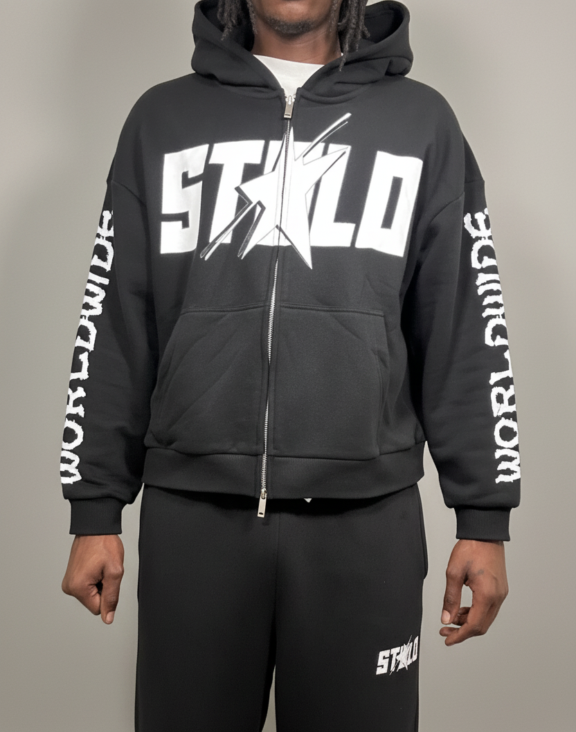 Stolo Clothing Co STARCHILD REBORN X WORLDWIDE Boxy Double Zip-Up Fleece Hoodie (380GSM)