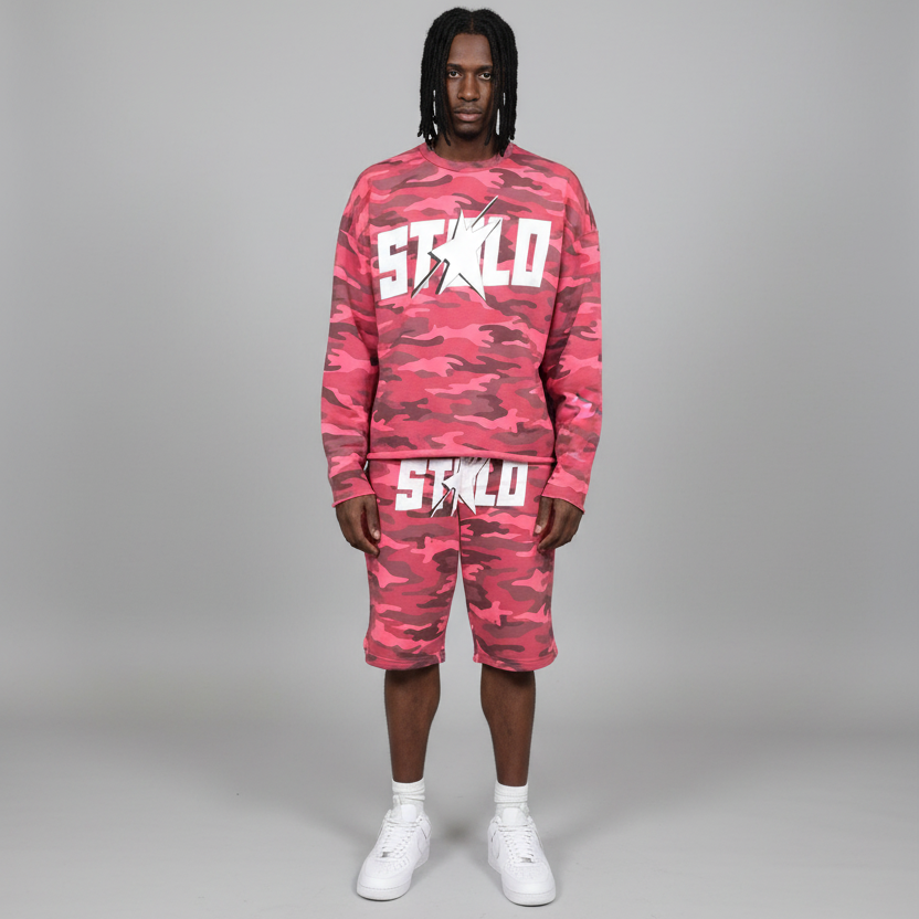 Stolo Clothing Co Starchild ROSE CAMO Cropped Heavyweight Crewneck Sweatshirt (420 GSM)