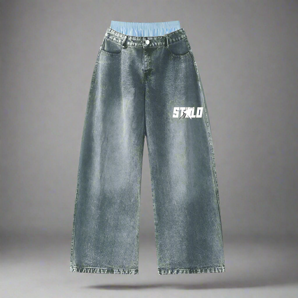 Stolo Clothing Co STARCHILD  Hand Faded Baggy Jeans With Boxer Waistband (Unisex)