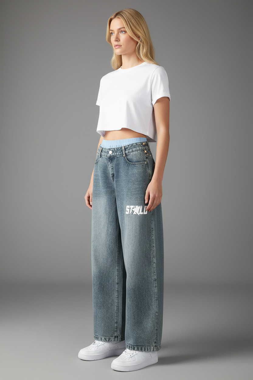 Stolo Clothing Co STARCHILD  Hand Faded Baggy Jeans With Boxer Waistband (Unisex)