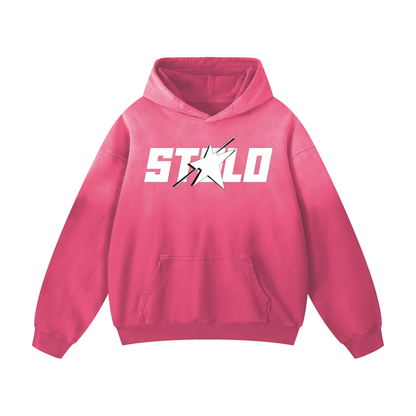 Stolo Clothing Co Starchild Heavyweight Pure Cotton Monkey Washed Hoodie [ PINK, BLUE & BLACK]