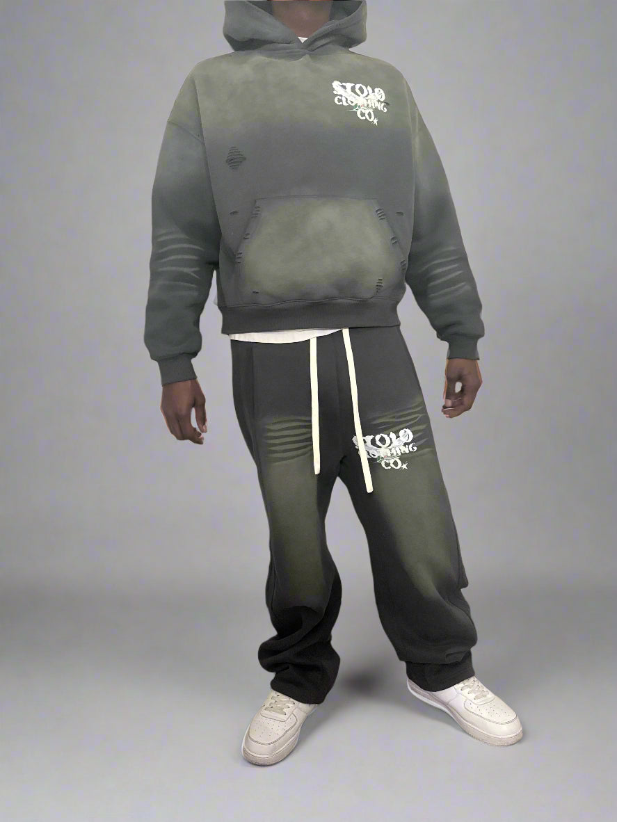 Stolo Clothing Co Birdies Hand-Frayed Sun Faded Boxy Hoodie