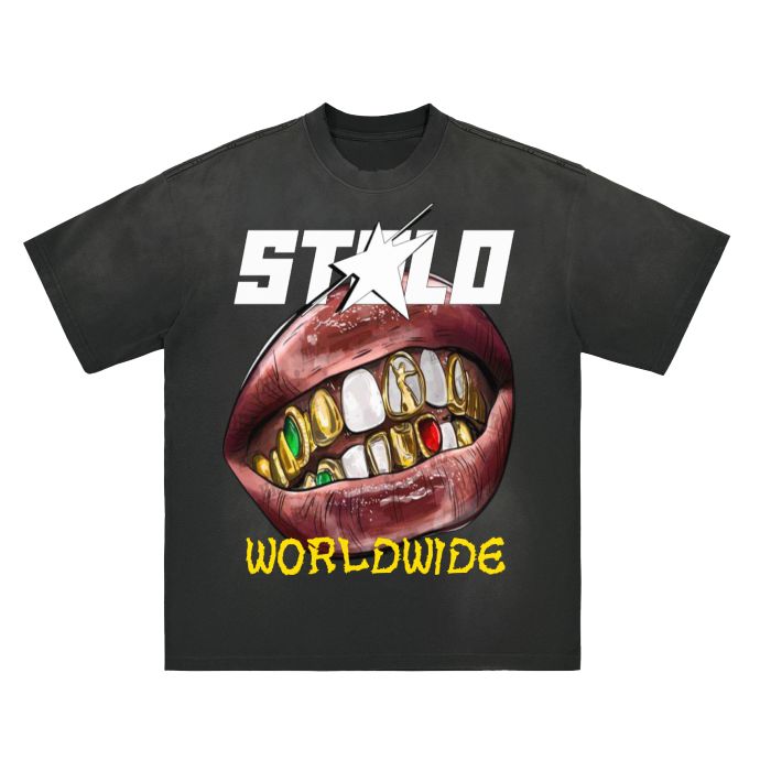 Stolo Clothing Co Smile Monkey Washed Distressed Drop Shoulder Tee